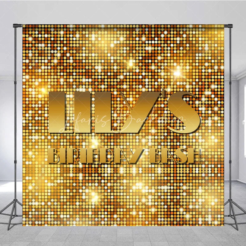 Lofaris Custom Birthday Backdrop Gold Sequin Spots Glitz Glamorous Disco Party Photography