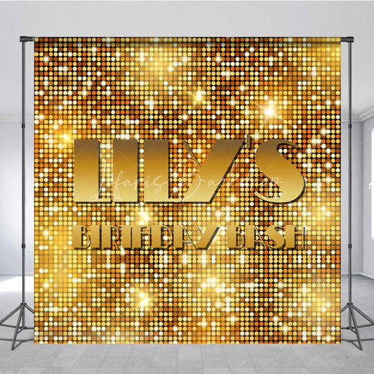 Lofaris Custom Birthday Backdrop Gold Sequin Spots Glitz Glamorous Disco Party Photography