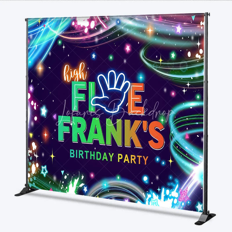 Lofaris Custom Birthday Backdrop High Five Neon Glow Party 5th Paint Splatter Photo Booth Props
