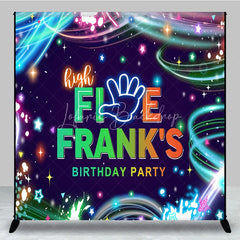 Lofaris Custom Birthday Backdrop High Five Neon Glow Party 5th Paint Splatter Photo Booth Props