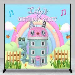 Lofaris Custom Birthday Backdrop Pastel Cat Dollhouse Theme Rainbow Kitty Party Photo Booth Props for Girl