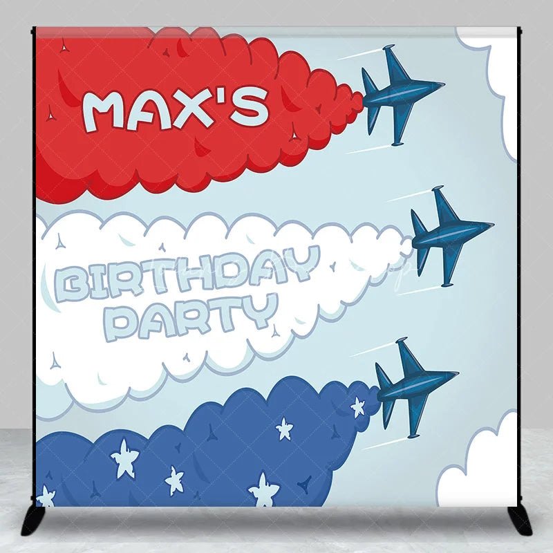 Lofaris Custom Birthday Backdrop Personalized Airplane Fighter Jet Smoke Trails Party Decor