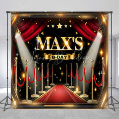 Lofaris Custom Birthday Backdrop Personalized Red Carpet Hollywood Theme Stage Party Supplies