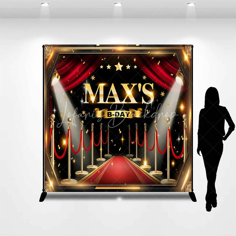 Lofaris Custom Birthday Backdrop Personalized Red Carpet Hollywood Theme Stage Party Supplies