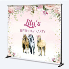 Lofaris Custom Birthday Backdrop Pink Floral Horse Farm Animals Photography Background