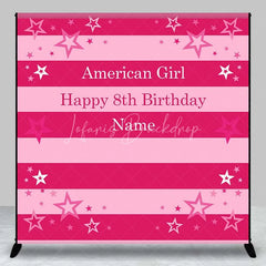 Lofaris Custom Birthday Backdrop Pink Stars and Stripes Doll Theme Party Decoration