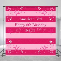 Lofaris Custom Birthday Backdrop Pink Stars and Stripes Doll Theme Party Decoration