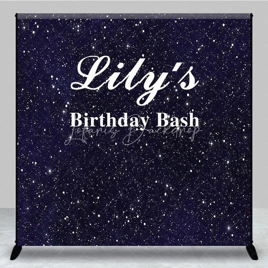 Lofaris Custom Birthday Backdrop Starry Night Navy Blue Gold Sparkle Sky Personalize Party