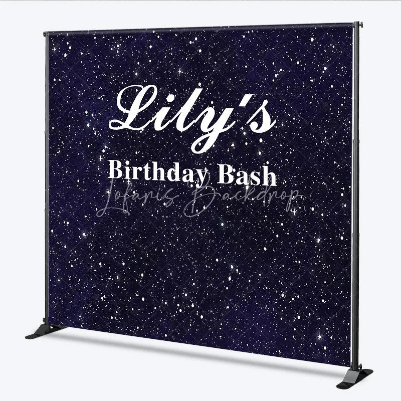 Lofaris Custom Birthday Backdrop Starry Night Navy Blue Gold Sparkle Sky Personalize Party