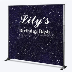 Lofaris Custom Birthday Backdrop Starry Night Navy Blue Gold Sparkle Sky Personalize Party