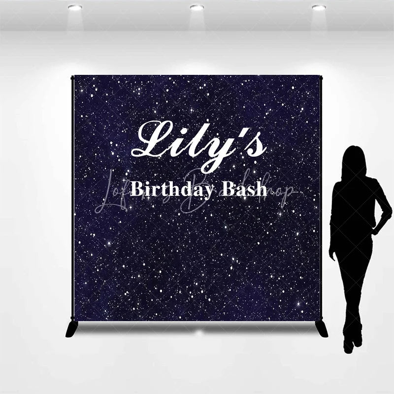 Lofaris Custom Birthday Backdrop Starry Night Navy Blue Gold Sparkle Sky Personalize Party