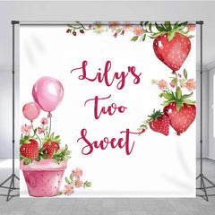 Lofaris Custom Birthday Backdrop Two Sweet Strawberry Pink Floral Red Fruit Party Decoration