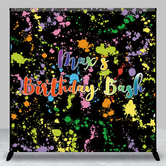 Lofaris Custom Birthday Bash Art Party Backdrop Colorful Paint Splatter and Neon Glow Personalized 80s Retro Decor