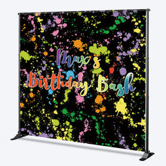 Lofaris Custom Birthday Bash Art Party Backdrop Colorful Paint Splatter and Neon Glow Personalized 80s Retro Decor