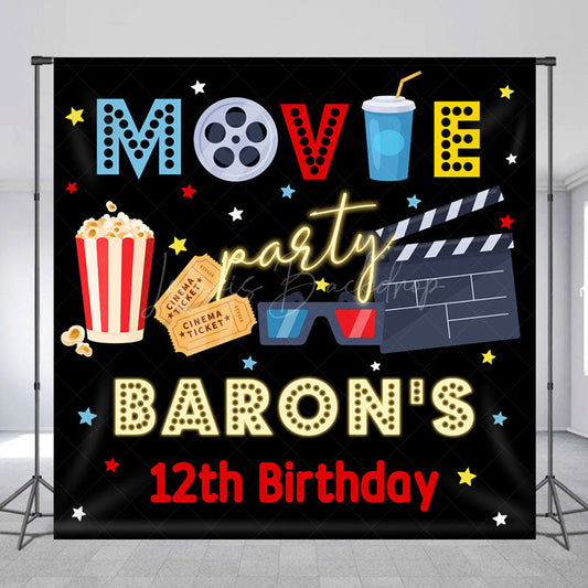 Lofaris Custom Black Cinema Movie Birthday Party Backdrop