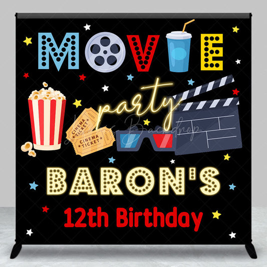 Lofaris Custom Black Cinema Movie Birthday Party Backdrop