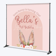 Lofaris Custom Boho Some Bunny Is Turning One Backdrop Pink Arch Floral Rabbit Background Personalized Name First Birthday Prop