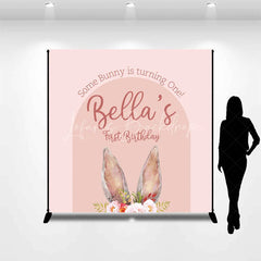 Lofaris Custom Boho Some Bunny Is Turning One Backdrop Pink Arch Floral Rabbit Background Personalized Name First Birthday Prop