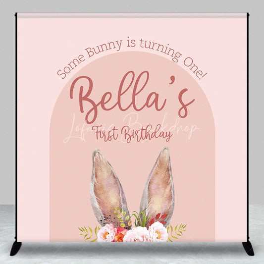 Lofaris Custom Boho Some Bunny Is Turning One Backdrop Pink Arch Floral Rabbit Background Personalized Name First Birthday Prop