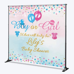 Lofaris Custom Boy or Girl Gender Reveal Baby Shower Backdrop What Will Be Pink and Blue Glitter Stars
