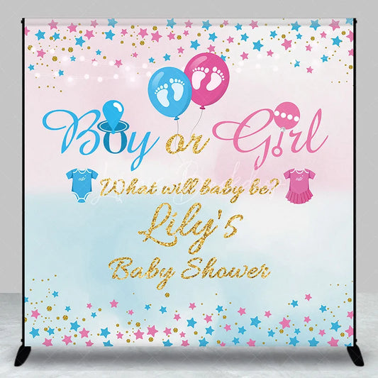 Lofaris Custom Boy or Girl Gender Reveal Baby Shower Backdrop What Will Be Pink and Blue Glitter Stars