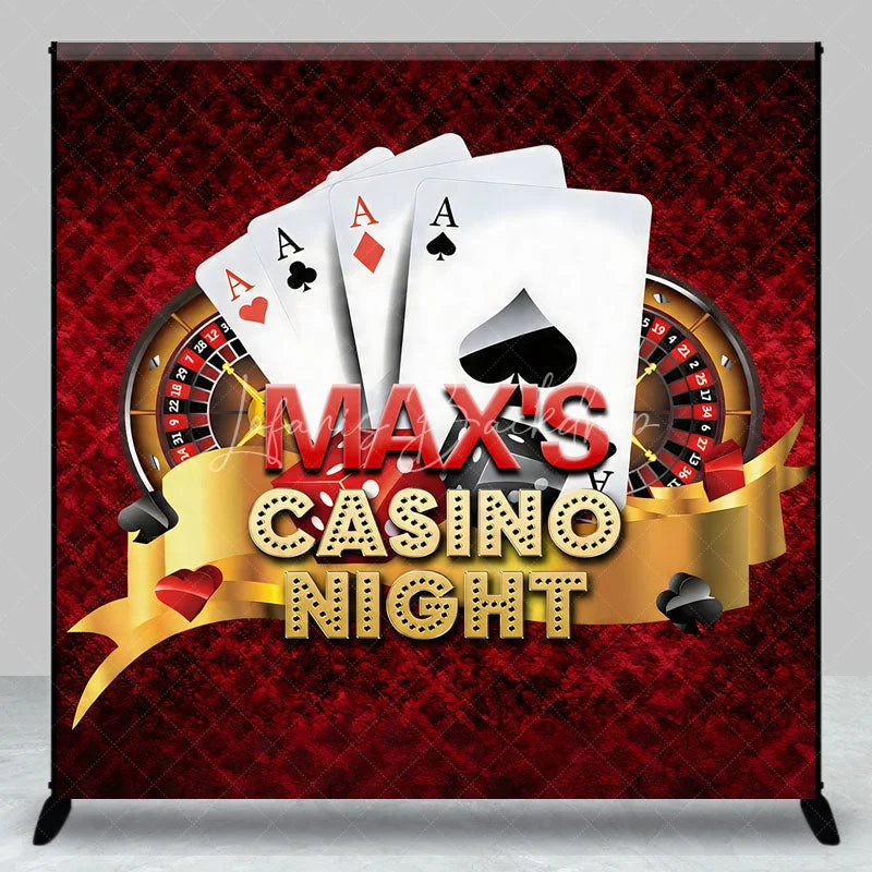Lofaris Custom Casino Night Backdrop with Playing Cards Roulette Wheel and Dice Personalized Party Decor