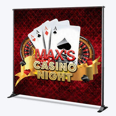 Lofaris Custom Casino Night Backdrop with Playing Cards Roulette Wheel and Dice Personalized Party Decor