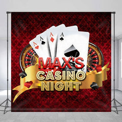 Lofaris Custom Casino Night Backdrop with Playing Cards Roulette Wheel and Dice Personalized Party Decor