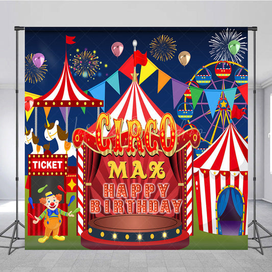 Lofaris Custom Circus Birthday Cartoon Game Night Backdrop