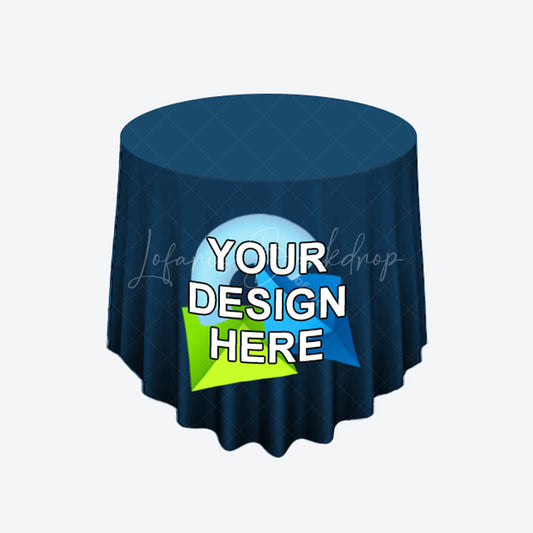 Lofaris Custom Commercial Trade Logo Text Round Tablecloth