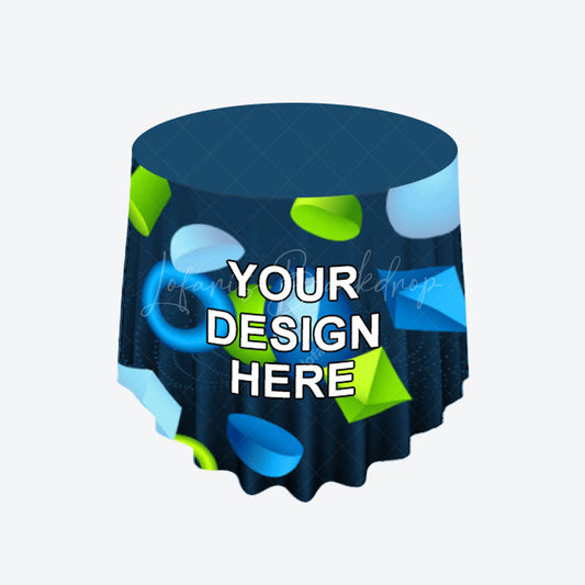 Lofaris Custom Commercial Trade Logo Text Round Tablecloth