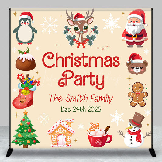 Lofaris Custom Family Name Snowflake Christmas Party Backdrop