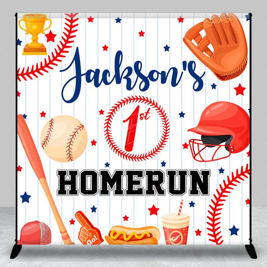 Lofaris Custom First Birthday Homerun Backdrop Baseball and Bat Sports Theme Personalized Rookie of The Year Party Banner