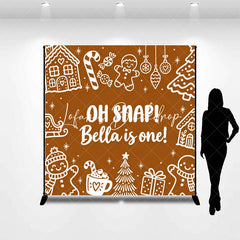 Lofaris Custom Gingerbread First Birthday Backdrop Winter Wonderland Candy Cane and Hot Cocoa Party Decor
