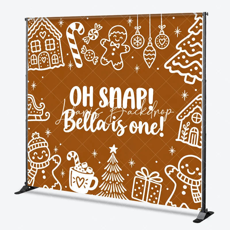 Lofaris Custom Gingerbread First Birthday Backdrop Winter Wonderland Candy Cane and Hot Cocoa Party Decor