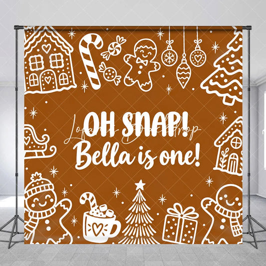 Lofaris Custom Gingerbread First Birthday Backdrop Winter Wonderland Candy Cane and Hot Cocoa Party Decor