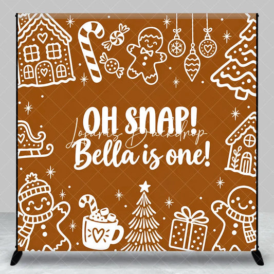Lofaris Custom Gingerbread First Birthday Backdrop Winter Wonderland Candy Cane and Hot Cocoa Party Decor