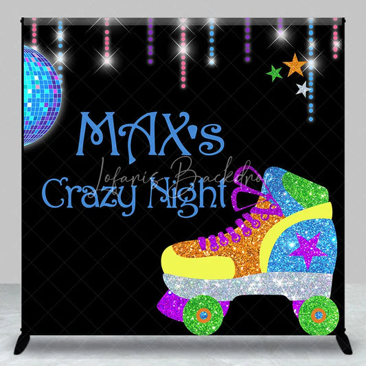 Lofaris Custom Glitter Roller Skate Disco Ball Backdrop Personalized Retro Crazy Night Party Decoration