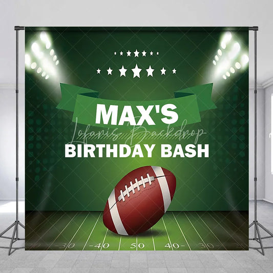 Lofaris Custom Green Football Field Stadium Lights Birthday Party Backdrop Personalized Sports Celebration Decor