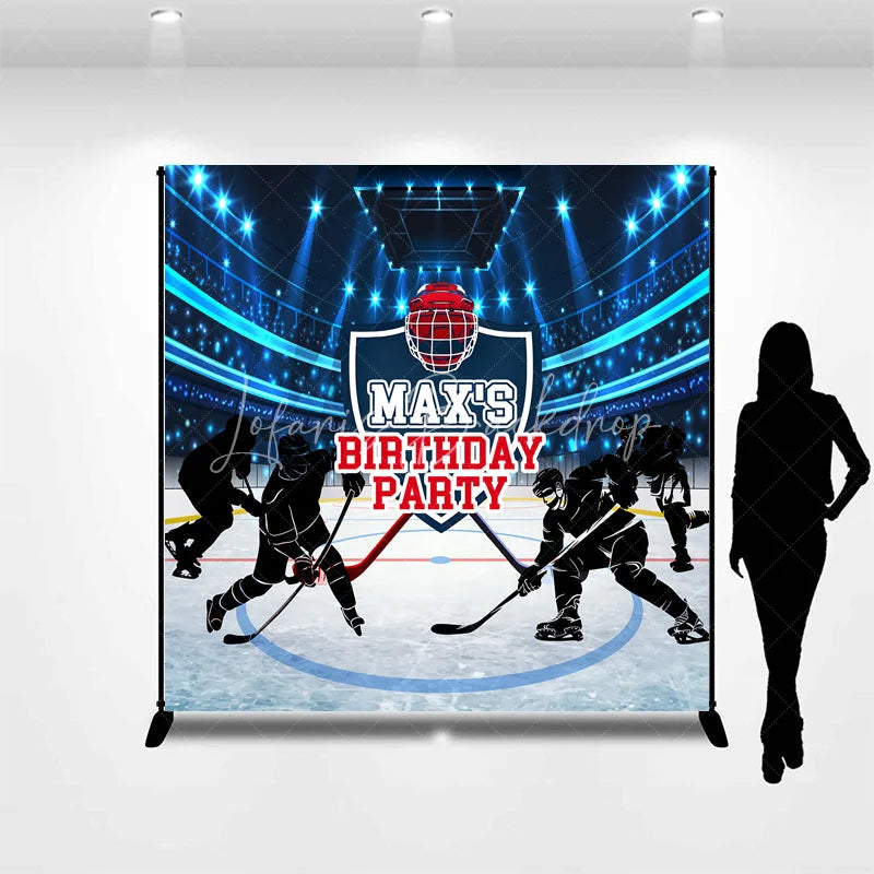 Lofaris Custom Hockey Birthday Backdrop Personalized Ice Stadium Sports Theme Party Banner