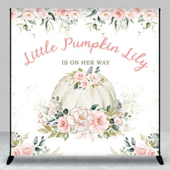 Lofaris Custom Little Pumpkin Baby Shower Backdrop Pink Floral Eucalyptus Gold Glitter Personalized Design