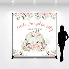 Lofaris Custom Little Pumpkin Baby Shower Backdrop Pink Floral Eucalyptus Gold Glitter Personalized Design