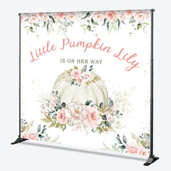 Lofaris Custom Little Pumpkin Baby Shower Backdrop Pink Floral Eucalyptus Gold Glitter Personalized Design