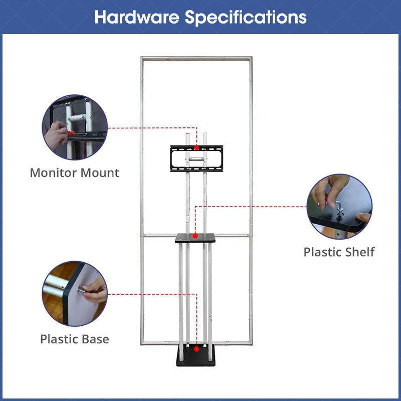 Lofaris Custom Logo S Shaped Banner Stand With Display Shelves