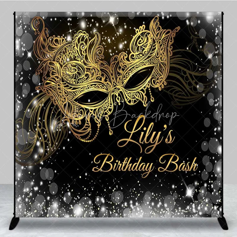 Lofaris Custom Masquerade Birthday Backdrop Black Gold Mask Photography Background