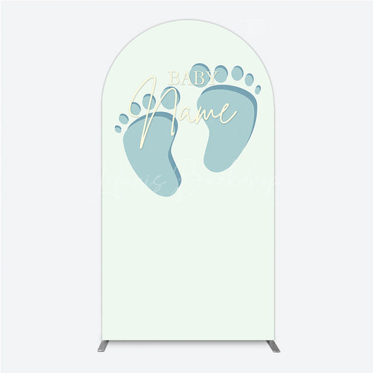 Lofaris Custom Name Baby Feet Arch Backdrop Personalized Blue Footprints Sign Minimalist Shower Welcome Decor