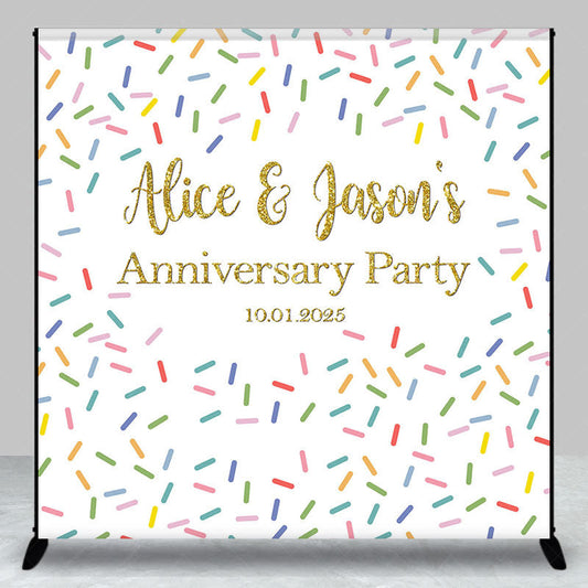 Lofaris Custom Name Colorful Candy Anniversary Party Backdrop