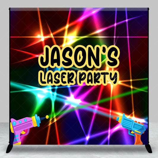 Lofaris Custom Name Colorful Laser Party Birthday Backdrop