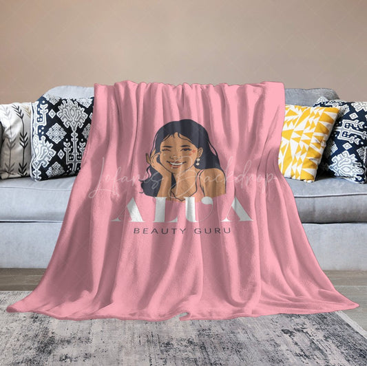 Lofaris Custom Name Pink Beauty Guru Girl Pattern Blanket