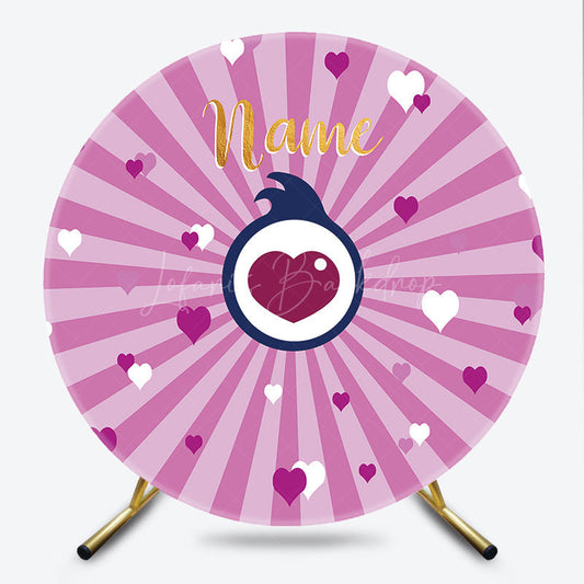 Lofaris Custom Name Pink Hearts Round Backdrop Personalized Birthday Party Banner Girls Love Theme Photo Prop Decor